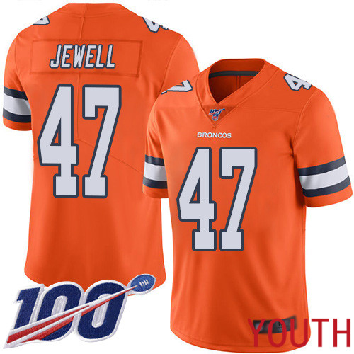 Youth Denver Broncos 47 Josey Jewell Limited Orange Rush Vapor Untouchable 100th Season Football NFL Jersey